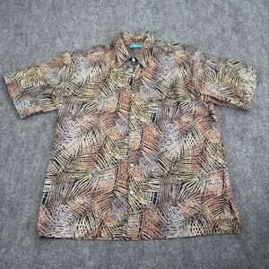 Tori Richard Shirt Men XL Palm Leaf Print 100% Cotton Lawn Button Up Hawaii Made